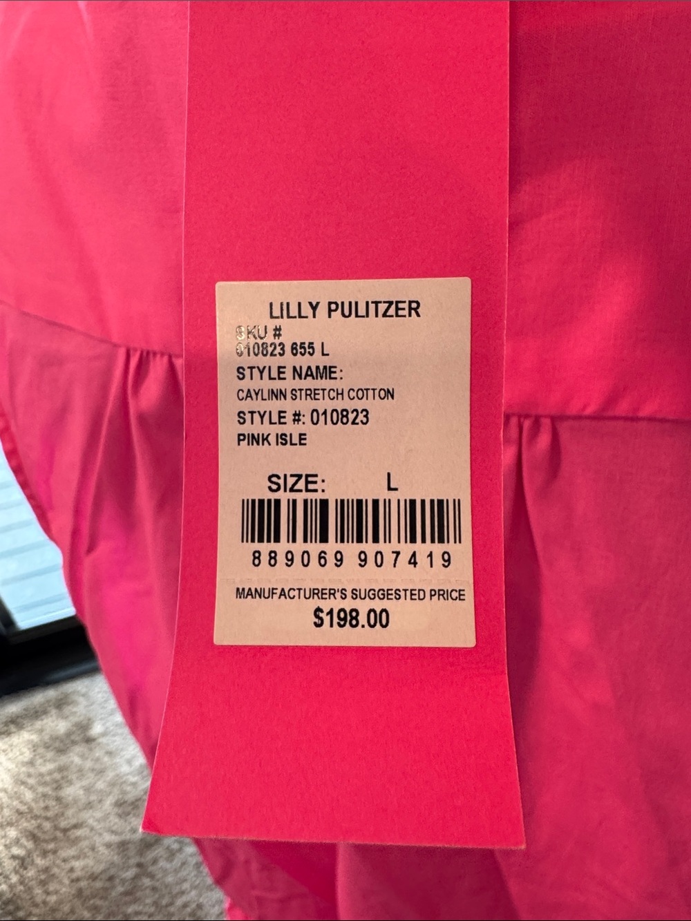 Lilly Pulitzer Caylinn Swing Stretch Shirtdress Isle Pink L NWT - Picture 3 of 3